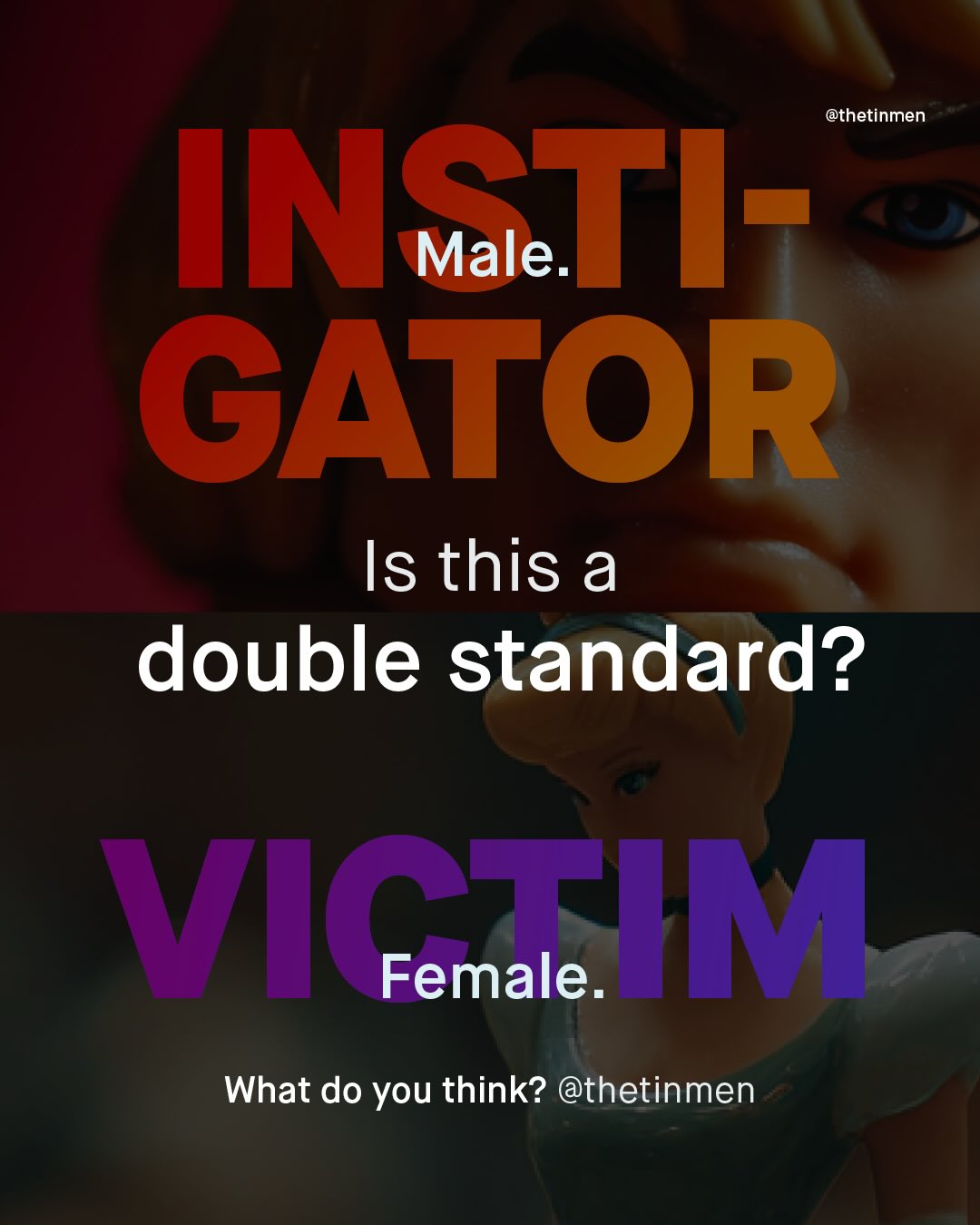 @thetinmen INN Mate TI= GATOR Is this a double standard? VI Female !MN What do you think? @thetinmen