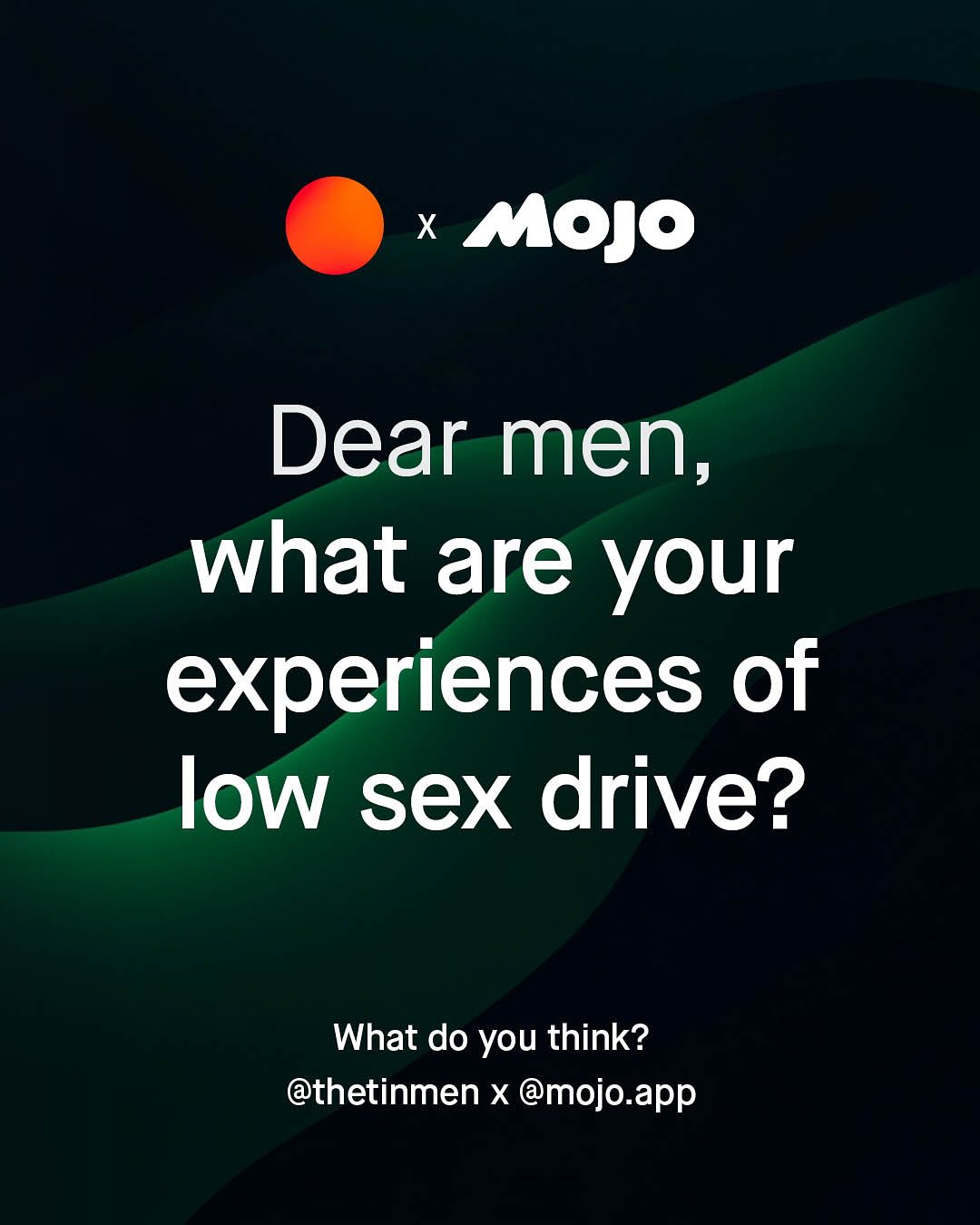 X Mojo Dear men, what are your experiences of low sex drive? What do you think? @thetinmen X @mojo.app