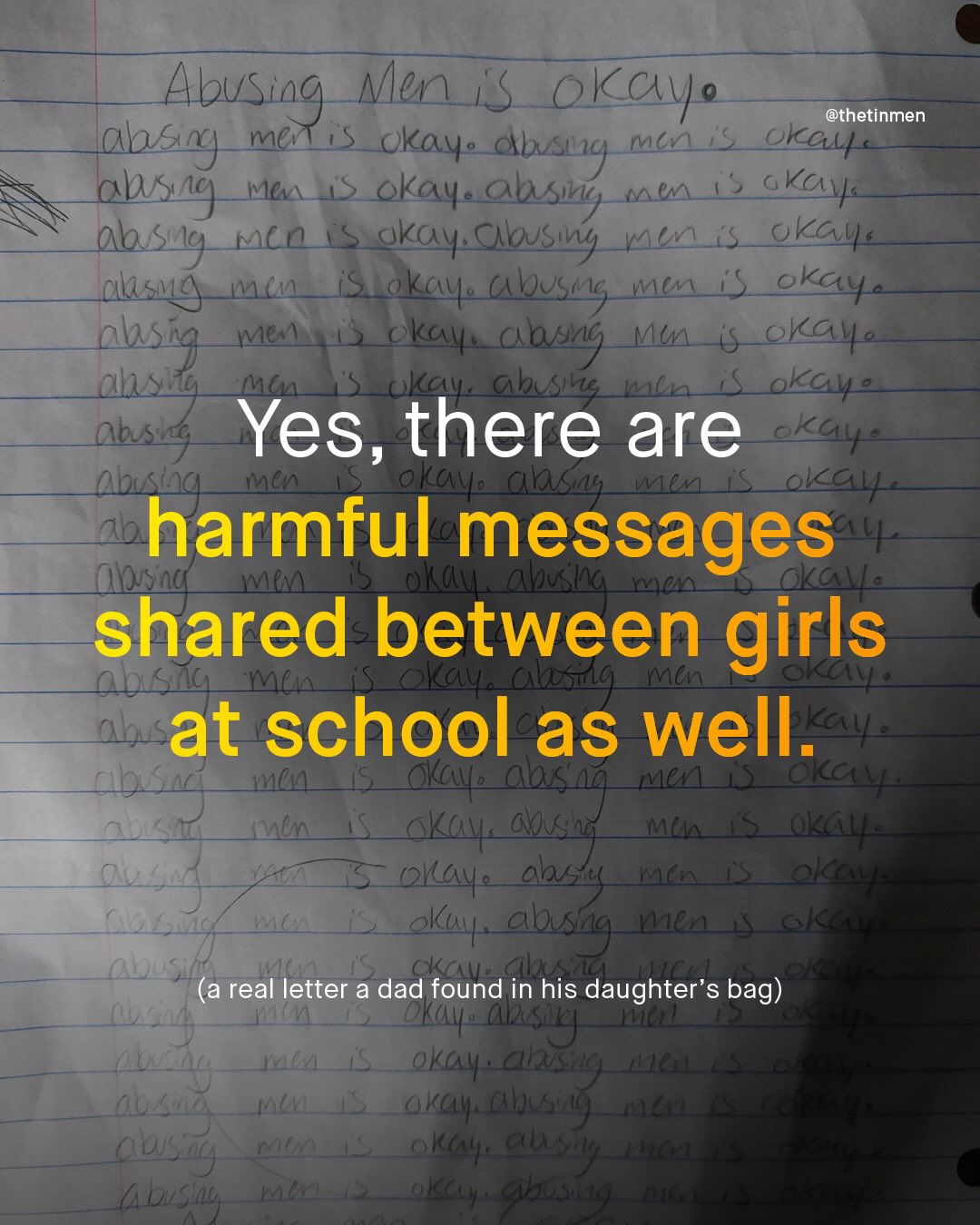 Abusiag MenIS_OKaY; @thetinmen abfig MG LS Okaye dbfuq MnLS okalk alsuq MCA 1 okaya alsg EA LS G Vay abSulg MCn 1S akay Clbusig nn_iS okay ksug MCM isLokay (lusug Me 1S okaye alsig MeA okay @lg Me 5 oKaya dhs MCA AbSlz Jala LS OKale Absg Yes, there are cKlte Abfic okay hSu M OLa harmful messages LAsi kc Jusia shared between girls Absl ML 6 Ms at school as well.y AbSid Mls abSa4 MCA JC A In Aus MlA 4S LL AA LLAye As Mca cal LAL MAA OKut aluslg LC_4 6k MNSH MdA LS d found in his d= V1C.! 1 (a real letter a dad in his daughter's bag) Mf OKay: Usug Ilad JEA) JAl LS okay alknd 'Y(4 Sn L _ 2 Il . 3 aka elusing d! LV_) ('( . '3 oK ") 3 1 (UI Lp Kbal KCH' W . V 3