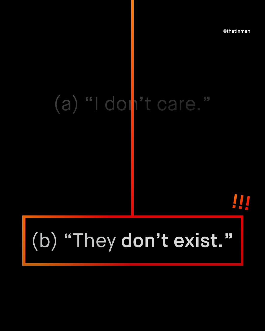 @thetinmen (a) "| dol't care 95 (b) They don't exist. 99