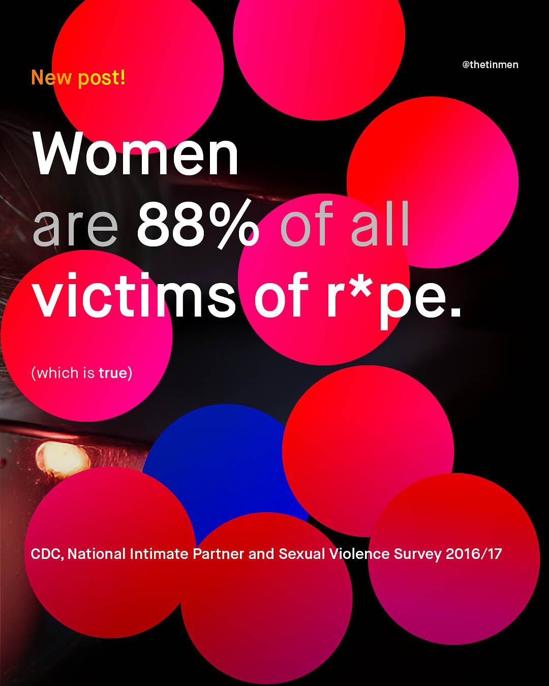 @thetinmen New post! Women are 88% of all victims of r*pe. (which is true) CDC, National Intimate Partner and Sexual Violence Survey 2016/17