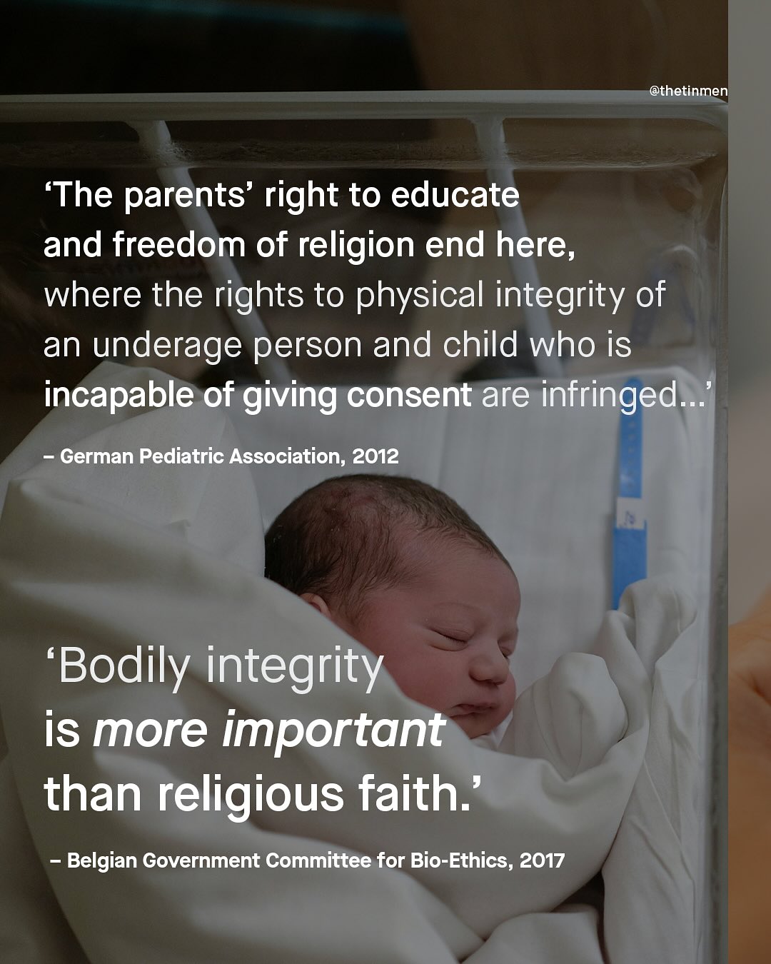 @thetinmen 'The parents' right to educate and freedom of religion end here, where the rights to physical integrity of an underage person and child who is incapable of giving consent are infringed_ German Pediatric Association, 2012 Bodily integrity is more important than religious faith:' Belgian Government Committee for Bio-Ethics, 2017